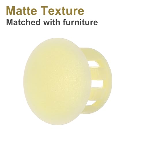 Image of MECCANIXITY 64PCS 13mm(1 /2 inch) Beige Plastic Hole Plugs, Flush Type Panel Hole Plugs Insert End Caps for Locking Hole Tubes Furniture Cabinet