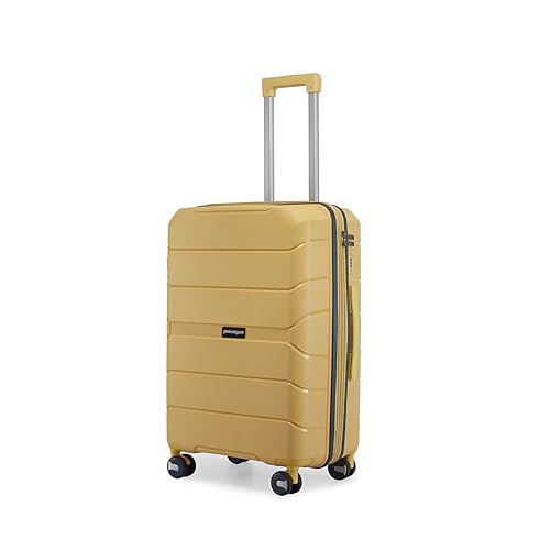 Image of Provogue Cascade Hard-Sided PP 65 Cm Trolley Bags for Travel Medium Size | Expandable Luggage Suitcase with 8 Wheels | Combination Lock | 5 Year Warranty (Golden Yellow)