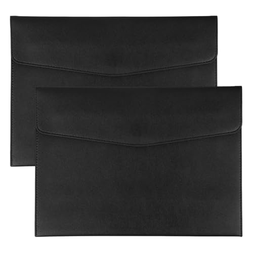 Dossier en cuir PU A4 PATIKIL noir avec fermeture magnétique pour documents | Lot de 2