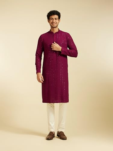 Image of DIWAS BY MANYAVAR Men's Viscose Embroidered|Sequined Kurta (1pc)