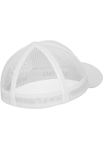 Image of Flexfit Trucker Mesh Fitted Cap | 6-Panel, Mid-Profile, Stretchable Mesh Backing, Flexfit Sweatband, Curved Visor, Silver Undervisor