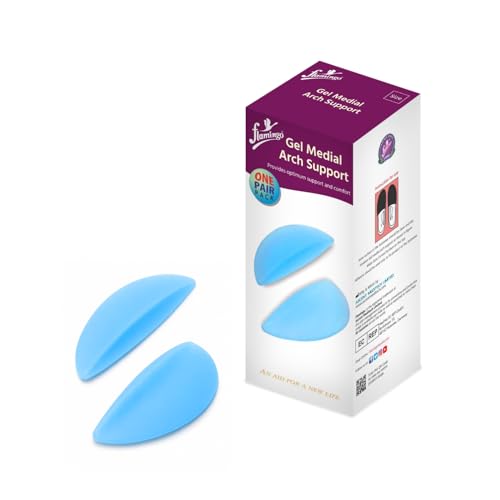 Image of Flamingo Gel Medial Arch Support for Flat Feet | Orthotic Arch Pads for Women and Men | Silicone Adhesive Arch Support Gel Insole for Pain Relieves | Small |
