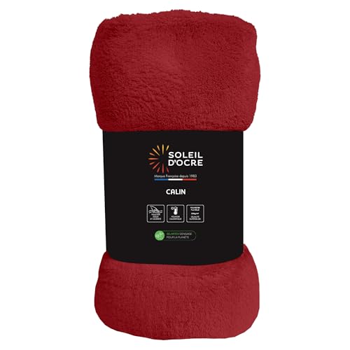 Soleil d'ocre, Plaid en Flanelle 140x200 cm Calin Rouge