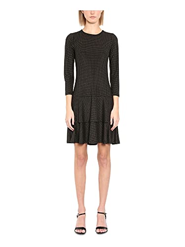 Michael Kors Doppelstöckiges Kleid mit Metallic-Punkten, Schwarz/Gold,...