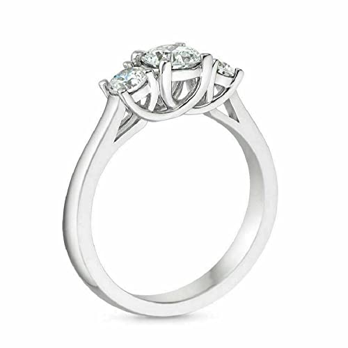 14K White Gold Over Round Cut White Diamond 925 Sterling Silver Diamond Engagement Wedding Anniversary Bridal Trio Ring Set for His & Her3