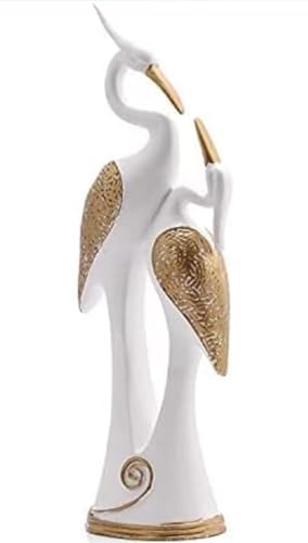 Image of MFC Creation Decorative White and Gold Crane Birds Sculpture, Modern Home Decor Showpiece, Elegant Table Ornament Size (H-36,L-13,B-8 CM)