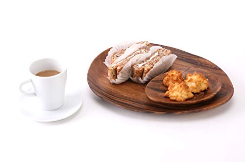 Set of 3 Acacia Wood Pebble Plates 6”9”12” | Wooden Tray for Charger Plate, Decorative Plates