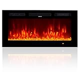 oneinmil 36' Electric Fireplace, LED Heater, 12 Flame Settings, Realistic 12 Color Flame, Adjustable Timer, Touch Screen&Remote Control, Fireplace with Crystal Stone, 750/1500W