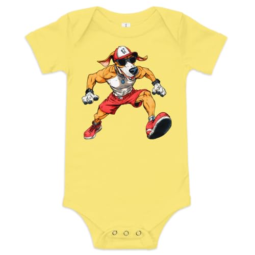 Dog Fitness - Running Dogs Baby Onesie Yellow