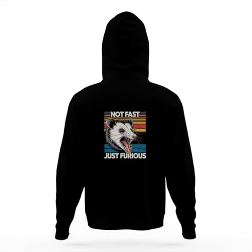 Vintage Not Fast Just Furious Funny Angry Opossum Hoodies for Teen Girls Boys Lightweight Kangaroo Pocket Sweatshirt4