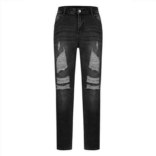 Mens Jeans Fashion Ripped Frayed Pants Guys Hip Hop Club Streetwear Slim Fit Vintage Washed Denim Trousers Stretchy3