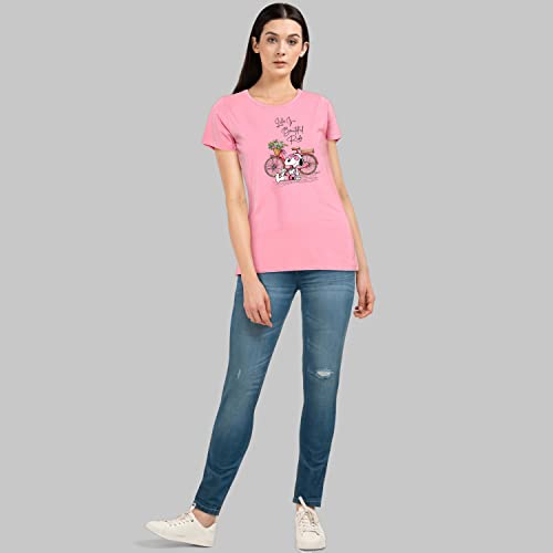 Image of Women's, Round Neck, Half-Sleeve, Printed, Cotton, Regular Fit, T-Shirt for Women