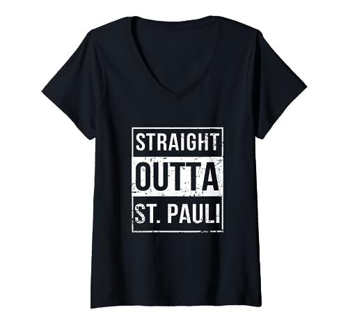 Vintage Funny Straight Outta St. Pauli Hamburg Germany Camiseta Cuello V