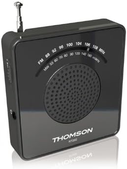 Angled view of Thomson RT202 AM/FM Radio with antenna extended