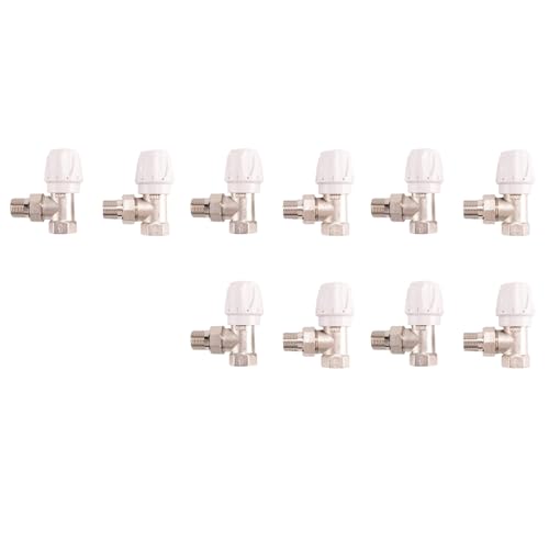 Soaying Thermostatic Radiator Valve 10Pcs 15mm x 1/2Inch Thermostatic Angle TRV Thermostatic Radiator Valve for Home Office