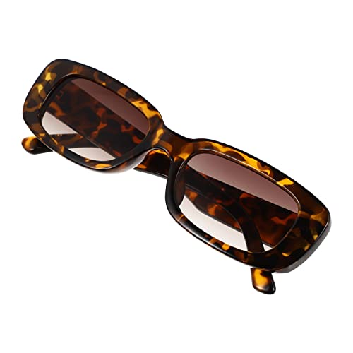 1Pc Leopard Frame Square Sunglasses for Adults Fashionable Beach Photo Prop Unisex Retro Eyewear with Ergonomic Temples Stylish Sunglasses for Summer