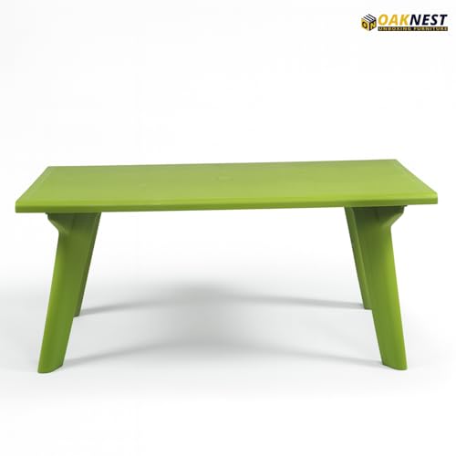 Image of Oaknest Supreme Bison 6-Seater Dining Table in Mehandi Green - Stylish & Durable Plastic Outdoor & Indoor Table, Weatherproof, Easy-Clean Family Dining Solution