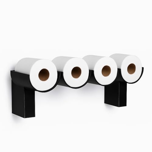 Modern Wall-Mounted Toilet Paper Holder - 3D Printed Poop Design - Black Minimalist Bathroom Decor Organizer - Holds 4 RollsPoop Toilet Paper Holder Stand