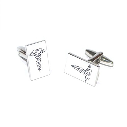 Mancuernillas de Hombre Símbolo Médico Blanco y Negro miniatura 1