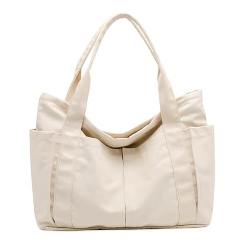 BAPHITY Large Canvas Tote Bag for Women With Pockets,Shoulder Bag Everyday Handbags for Work, Travel Essentials Carry On Bag-Beige (38L) Cover