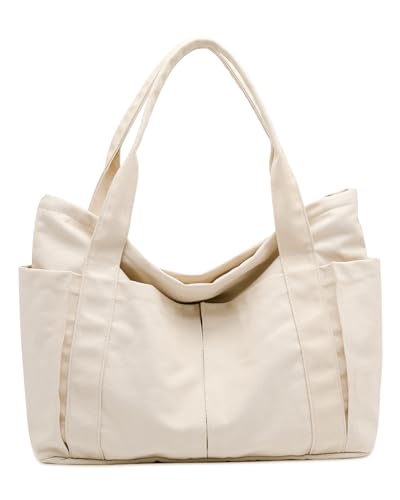 BAPHITY Large Canvas Tote Bag for Women With Pockets,Shoulder Bag Everyday Handbags for Work, Travel Essentials Carry On Bag