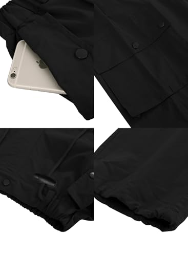 Image of HENGAO Girls Y2k Cargo Pants Drawstring Harajuku Jogger Parachute Pants with Pockets, Black,13-14 Years = Tag 170