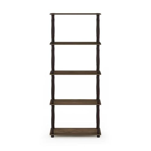 Image of Furinno Turn-N-Tube 5-Tier Multipurpose Shelf / Display Rack / Storage Shelf / Bookshelf, Classic Tubes, Columbia Walnut /Black