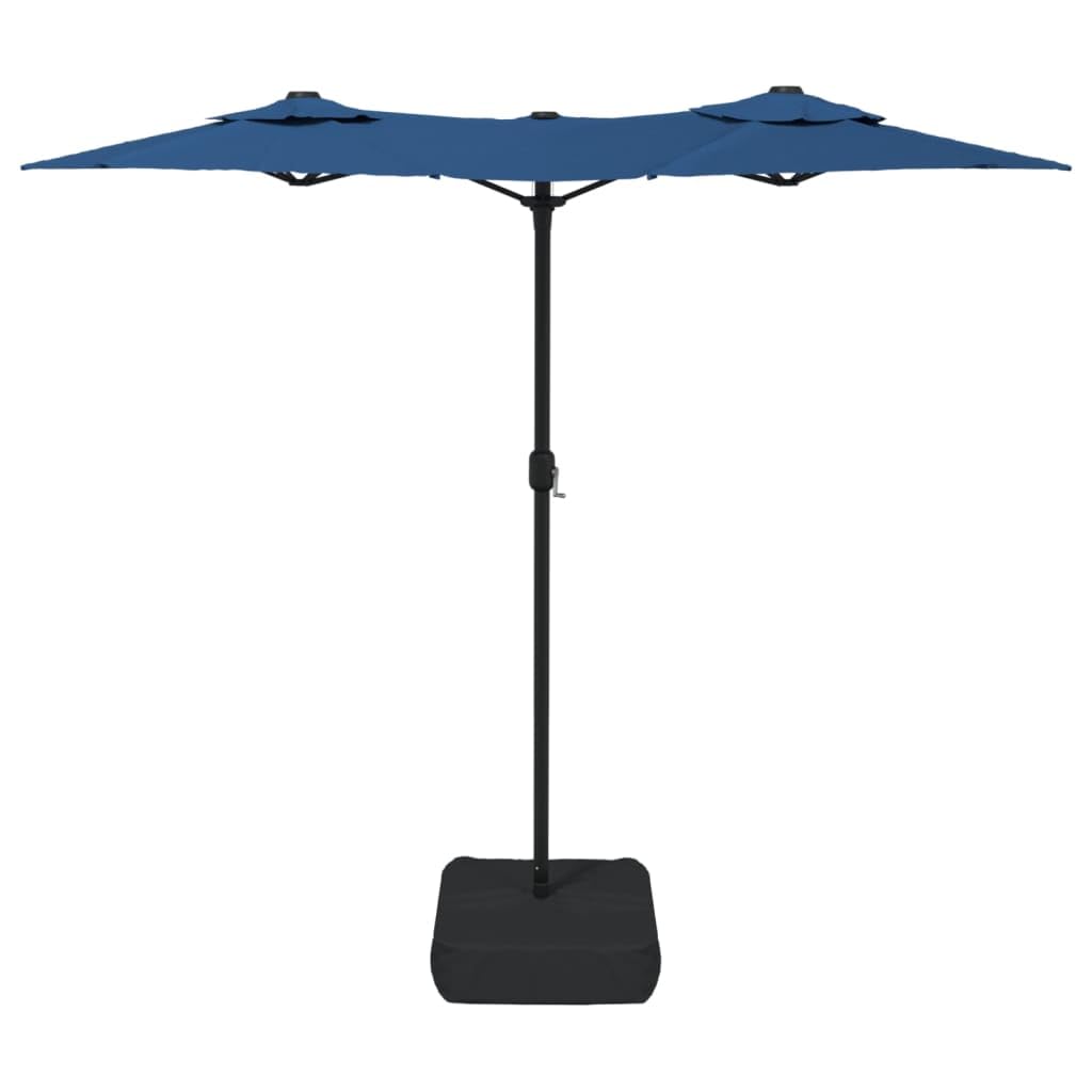 Homgoday Sombrilla Doble de jardín con Luces LED Azul 316x240 cm Sombrilla Terraza Exterior, Sombrilla Jardín Grande Orientable Jardín Parasol Balcón