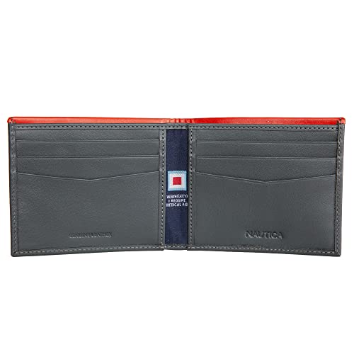 Image of Nautica Men's Bifold Leather Wallet | RFID Blocking | ID Window | Card Slots | Organization | Durable | Stylish
