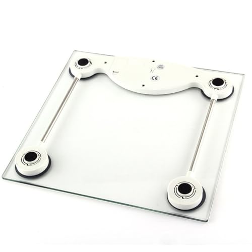 UKCOCO Báscula Digital de Baño Transparente con Pantalla Lcd Sensor de Alta Precisión Indicador de Batería Baja y Sobrecarga Diseño Cuadrado Compacto para Peso Corporal Exacto