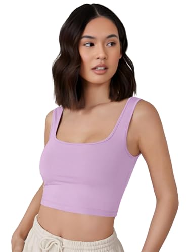 Image of Ben Martin Women's Cotton Stretchable Square Neck Sleeveless Tank Top