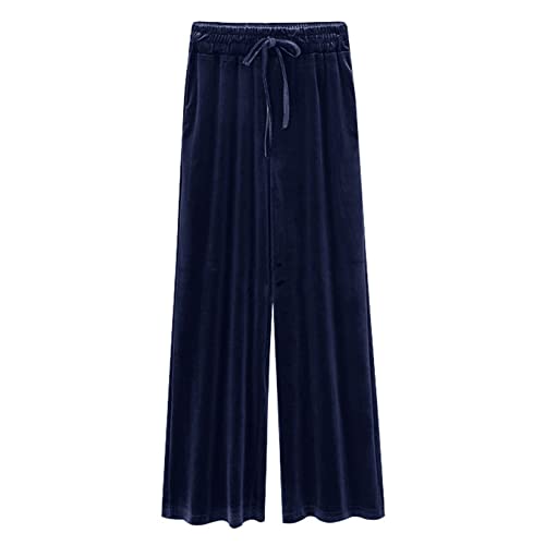 Pantalones De Pierna Ancha De Mujer Pantalones De Cintura Elástica De Terciopelo Elástico