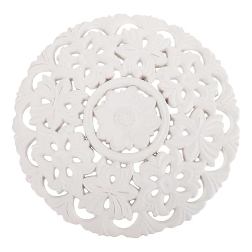 ABOOFAN Adorno De Pared De Madera Mdf Tallado DecoracióN Vintage Floral Para SalóN Y Dormitorio Arte De Pared RúStico Para Interiores 11.4X11.4 Pulgadas