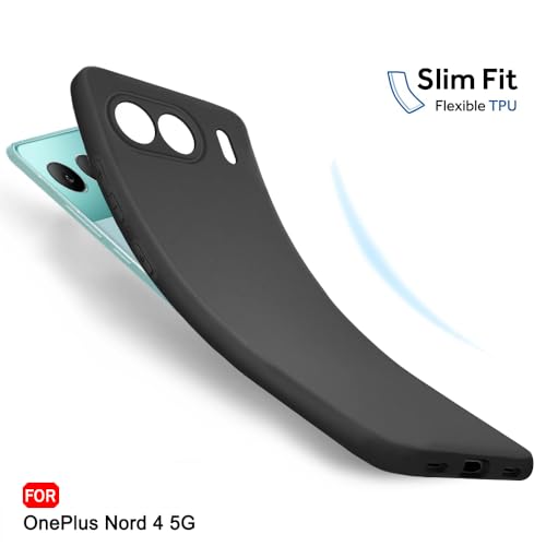 Image of TheGiftKart Sleek Back Cover Case for OnePlus Nord 4 5G | Slim Fit Protective Design | Ultra Matte Finish | Camera Protection Bump | Soft Silicon Back Cover Case for OnePlus Nord 4 (Silicone, Black)
