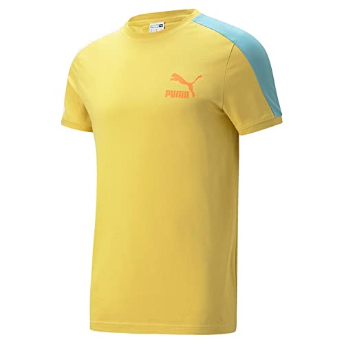 Puma Mens Iconic T7 Logo Crew Neck Short Sleeve Athletic Tops Casual - Yellow - Size Xxxl #TOP2
