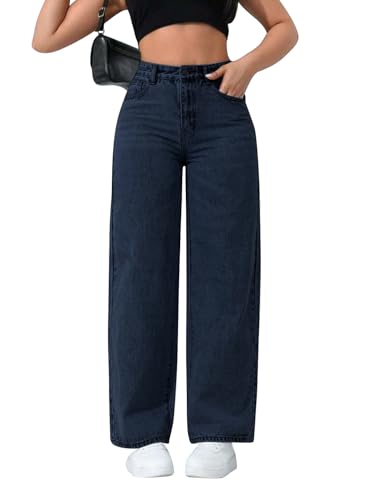 Image of CHKOKKO Women High Rise Denim Solid Regular Fit Jeans