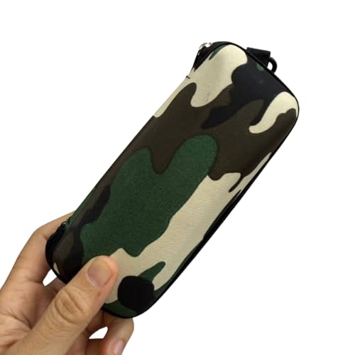 Ulie Unisex Green camouflage Semi Hard Eyeglass Case Protective for Eyeglasses and Sunglasses With Zipper Closure And Hook Portable Travel