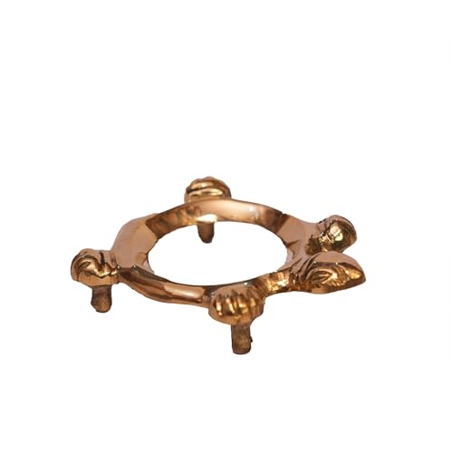 Image of Pure Brass Shankh Stand | Handcrafted Shankh Stand for Puja | Traditional Brass Stand for shankh | Spiritual Home Decor - 2254