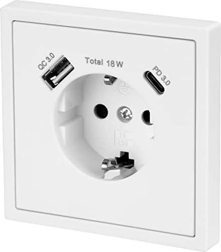 Toma de corriente con USB, función de carga rápida, todo en uno, serie ET-2, color blanco mate Cover