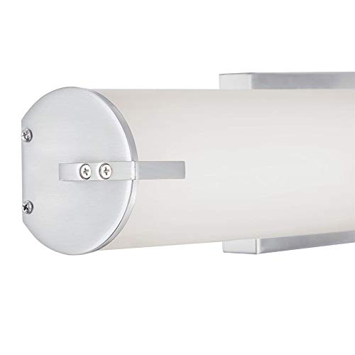 Image of Westinghouse Lighting 6112100 Ashwin Transitional One-Light, 25 Watt Dimmable LED Indoor Wall Fixture with Color Temperature Selection, Brushed Nickel Finish, White Frosted Shade - 25 inch