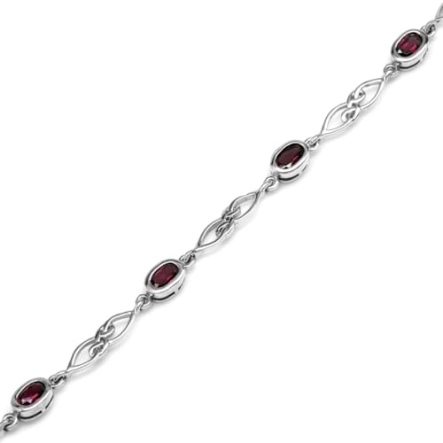 Image of Silvershake Birthstone Gemstones White Gold Plated or Yellow Gold Plated 925 Sterling Silver Scroll /Filigree Celtic Knot Weave 7.25 to 8.75 Inch with Adjustable Extension Bracelet Jewelry for Women