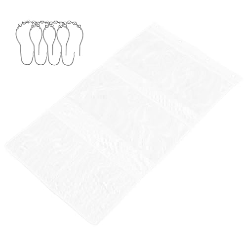 PRETYZOOM Hanging Mesh Shower Organizer with Bath Storage Bag for Toiletries and Versatile Bathroom and Bedroom Easy Drying Design with Ring Hooks
