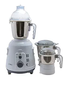 SFI BBG 0722 P- Series | 900 watt copper Double ball bearing motor | Heavy Duty Mixer Grinder| Non stop working | 3 Stainless Steel heavy weight Jars | Patented Piranha Blade, White with Grey