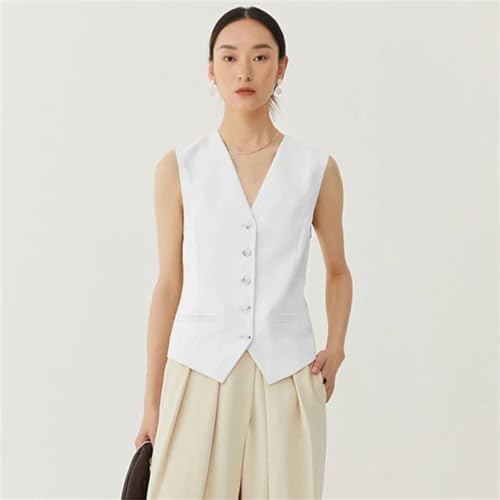 Female French Sleeveless V-Neck Suit Vest For Women Single Breasted Office Lady Vintage Clothing4