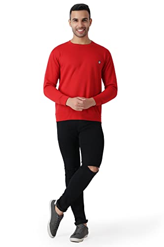 Image of MALENO Men Stylish Full Sleeves Red & Yellow Sweat Shirt