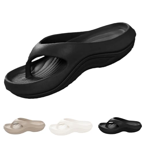 Nbzsmlkn Chanclas Con Soporte Para El Arco Plantar, Sandalias Ortopédicas Para Fascitis Plantar, Chanclas De Plataforma Antideslizantes De Verano, Cómodas Y Ligeras (Negro,37)