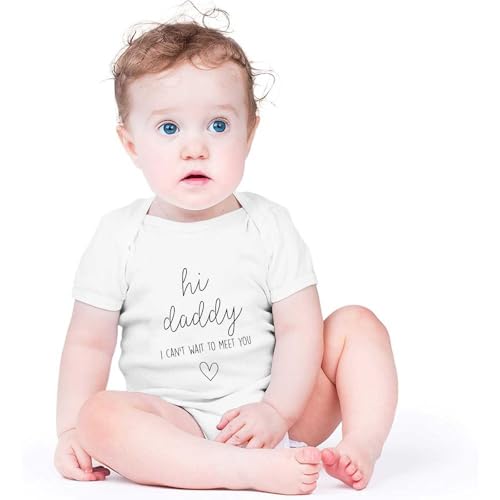Image of Hi Daddy Bodysuit for Baby Hello Daddy Pregnancy Announcement for Husband I Love Daddys Baby Romper