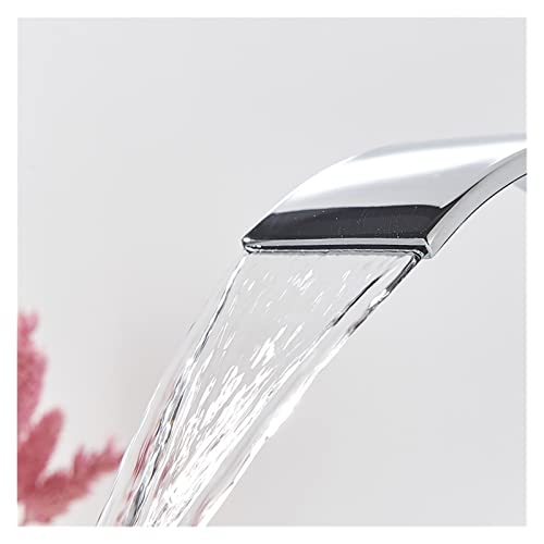 Grifo de lavabo para baño contemporáneo con mezclador y cascada suave sobre cubierta black bronze 7