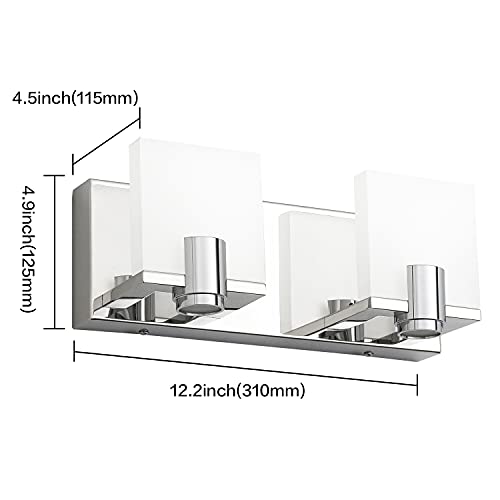 Image of SOLFART Led Bathroom Vanity Light Fixtures with Spotlights Chrome Finishing Durable Modern Vanity Light Over Mirror Light Fixture for Bath 2 Lights