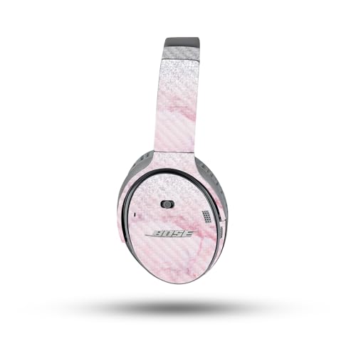 Image of MightySkins Carbon Fiber Skin Compatible with Bose QuietComfort 35 II Headphones - Girly Marble Dazzle | Protective, Durable Textured Carbon Fiber Finish | Easy to Apply